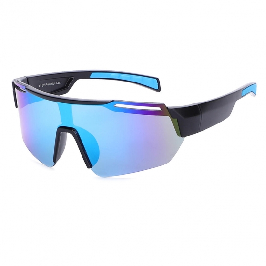 Sportowe okulary przeciwsłoneczne lustrzanki z filtrem UV400 czarne/niebieskie SVM-10A